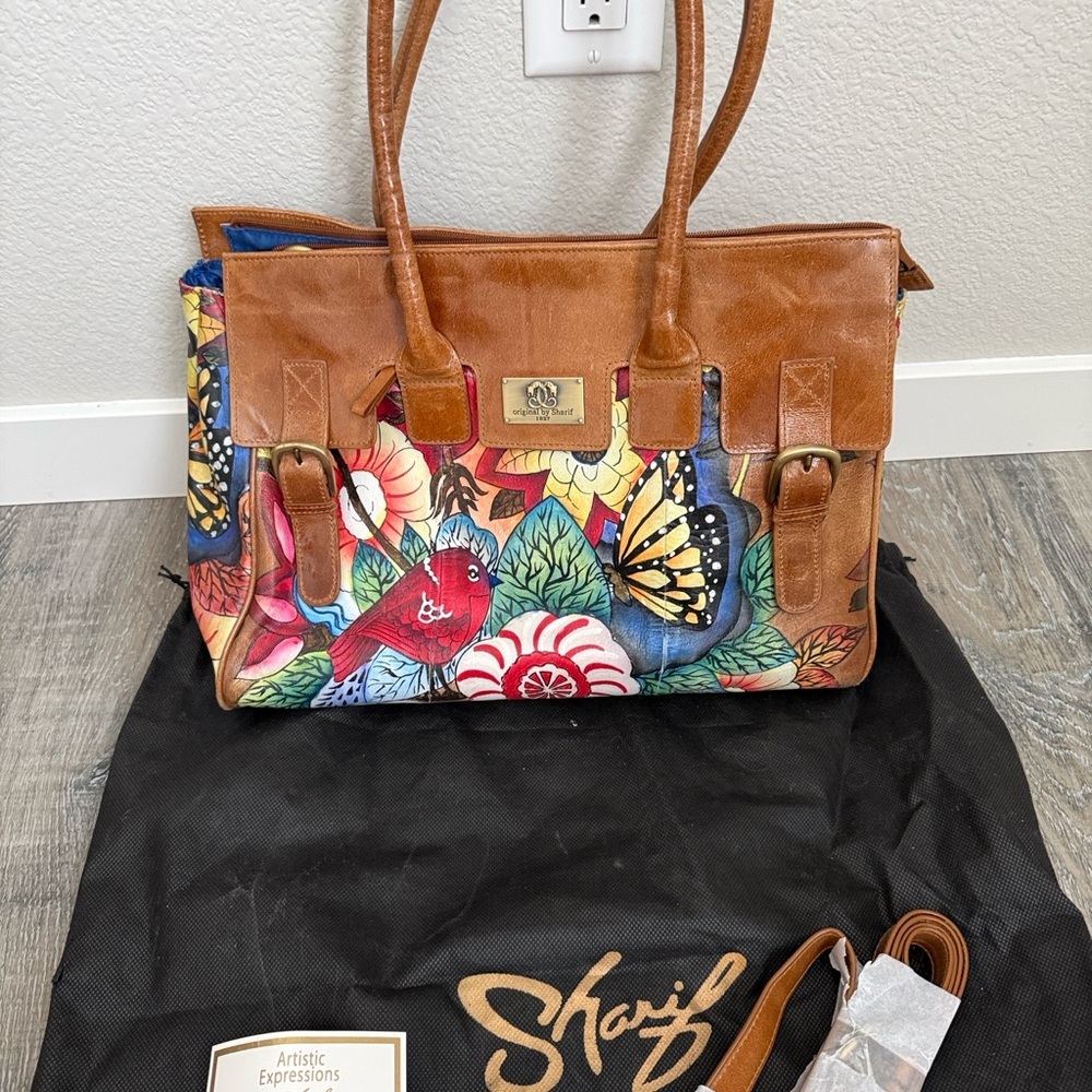 Sharif Brown and Multicolor Artistic Satchel